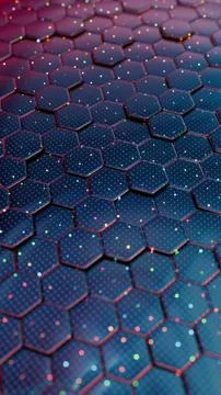 Abstract Hexagonal Grid with Colorful Light Reflections Stock Illustration