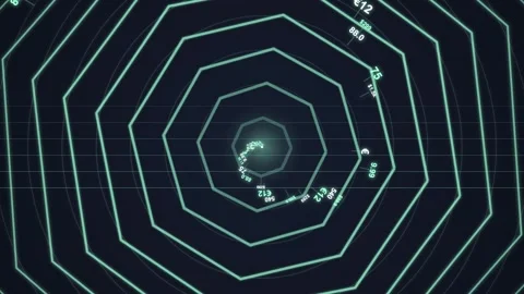 Abstract Hexagonal Grid with Data Flow and Numbers - Futuristic Tech Backgrou Stock Footage 348231678
