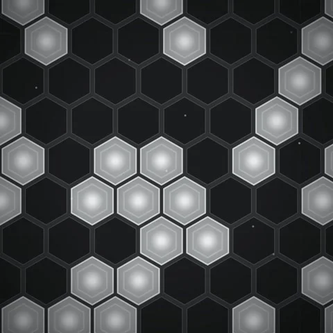 Abstract Hexagonal Grid Pattern with Glowing Cells - Dark Digital Background Stock Footage 347810457