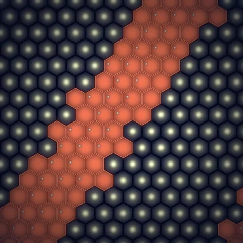 Abstract Hexagonal Grid Texture Background with Copper and Dark Elements Stock Footage 347812428
