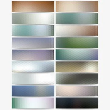 Abstract hexagonal headers set, blurred design vector, web banners collection Stock Illustration