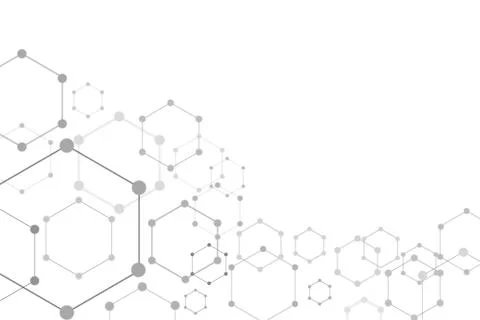 Abstract Hexagonal Molecular Structures Background with Copy Space - Modern.. Stock Illustration