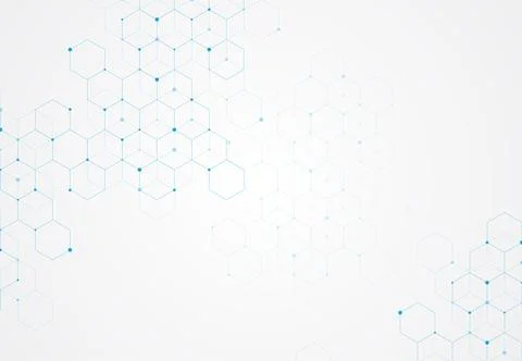 Abstract hexagonal molecular structures in technology background and science Stock Illustration