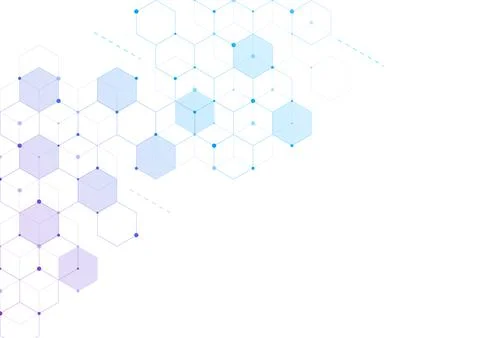 Abstract hexagonal molecular structures in technology background and science Stock Illustration