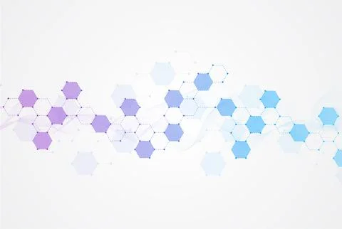 Abstract hexagonal molecular structures in technology background and science 스톡 일러스트