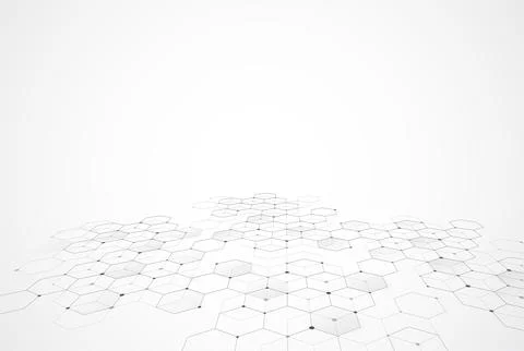 Abstract hexagonal molecular structures in technology background Stock Illustration