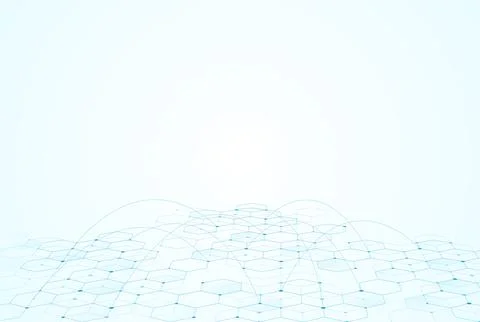 Abstract hexagonal molecular structures in technology background and science Illustrazione stock