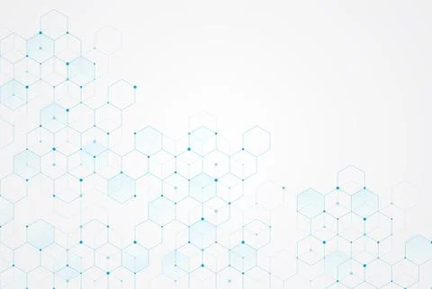 Abstract hexagonal molecular structures in technology background and science 스톡 일러스트