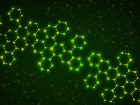 Abstract hexagonal molecules, glowing molecular structure of DNA. Technology  Ilustración de archivo