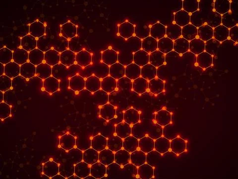 Abstract hexagonal molecules, glowing molecular structure of DNA. Technology イラスト素材