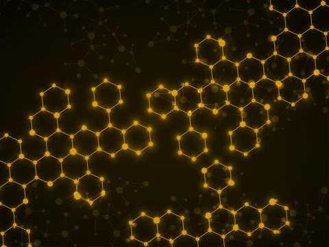 Abstract hexagonal molecules, glowing molecular structure of DNA. Technology イラスト素材