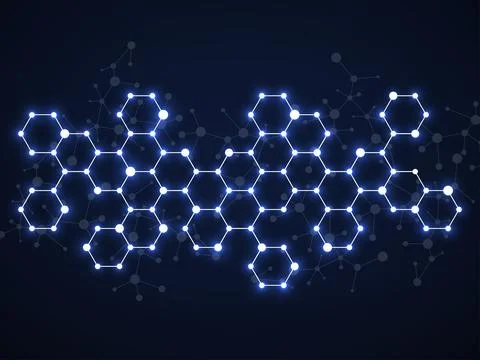 Abstract hexagonal molecules, molecular structure of DNA. Technology background Stock Illustration