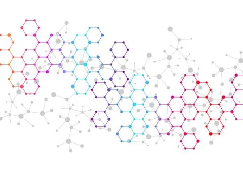 Abstract hexagonal molecules, molecular structure of DNA. Technology background Ilustración de archivo