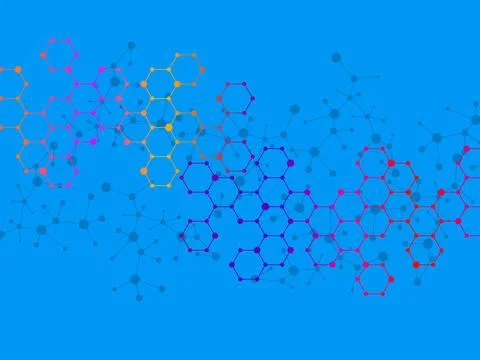 Abstract hexagonal molecules, molecular structure of DNA. Technology backgr.. イラスト素材