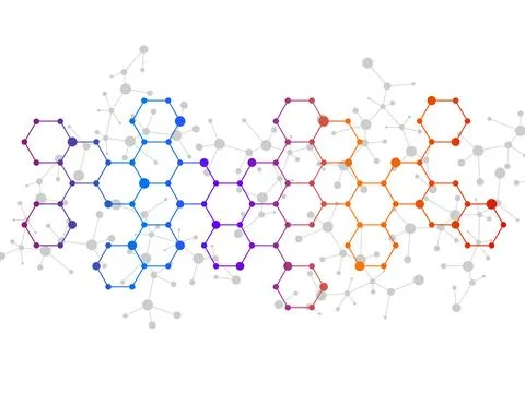 Abstract hexagonal molecules, molecular structure of DNA. Technology backgrou イラスト素材