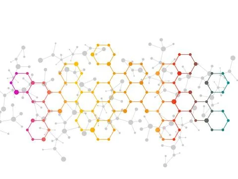 Abstract hexagonal molecules, molecular structure of DNA. Technology backgr.. イラスト素材
