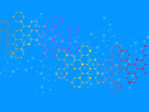 Abstract hexagonal molecules, molecular structure of DNA. Technology background Ilustración de archivo