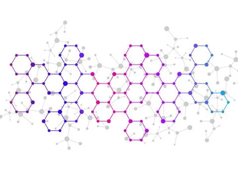 Abstract hexagonal molecules, molecular structure of DNA. Technology background Ilustración de archivo