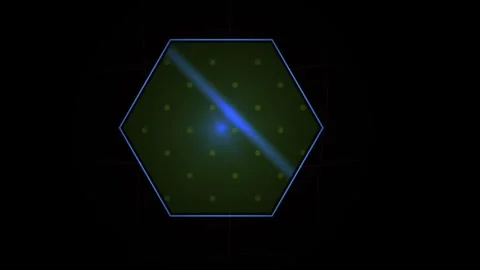 Abstract Hexagonal Motion Background with Rotating Blue Light Beam and Dot Gr Stock Footage 344716877
