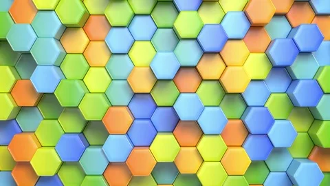 Abstract Hexagonal Multicolored Background, Seamless Looping 3d Animation Stock Footage 94718527