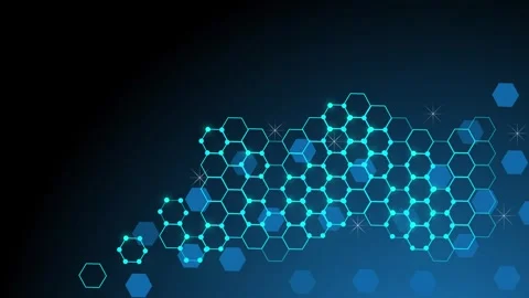 Abstract hexagonal network on dark background animation Stock Footage 329201431