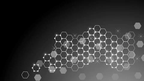 Abstract hexagonal network on dark background animation Video stock 329201443