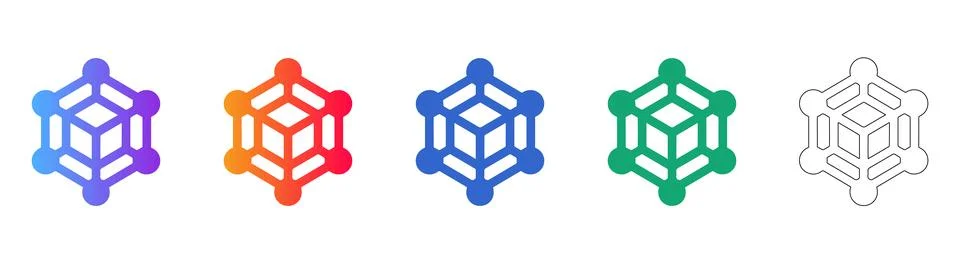 Abstract Hexagonal Node Network Icon Set 스톡 일러스트