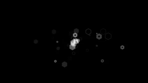 Abstract Hexagonal Particles in Motion on a Dark Background with Subtle Glow 動画素材 341922163