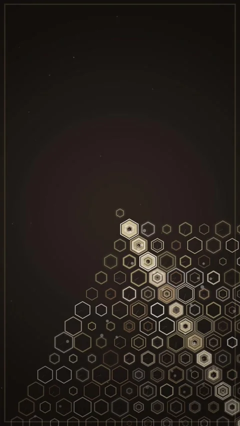 Abstract Hexagonal Pattern Animation, Golden Geometric Network on Dark Back.. Stock Footage 347698476