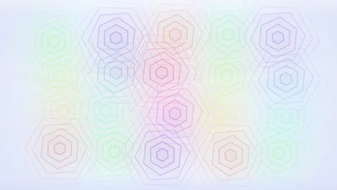 Abstract Hexagonal Pattern Background with Pastel Rainbow Gradient Overlay Stock Footage 347561636