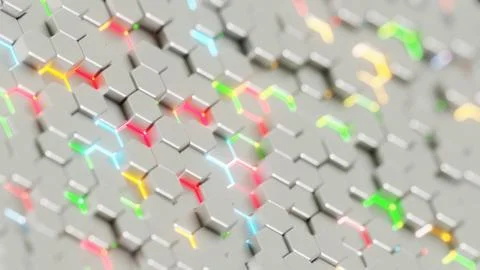 Abstract Hexagonal Pattern with Colorful Highlights on a Light Background.. イラスト素材