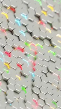 Abstract Hexagonal Pattern with Colorful Highlights on a Light Background.. イラスト素材