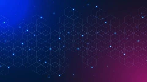 Abstract hexagonal pattern with connect the dots. Stock Illustration