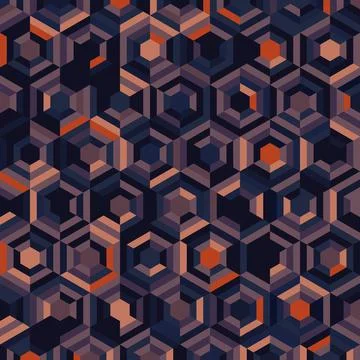 Abstract hexagonal pattern design of color style seamless artwork template. Stock Illustration
