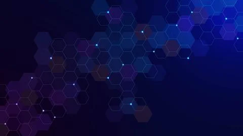 Abstract hexagonal pattern with glowing particles for genetic research Stock Illustration