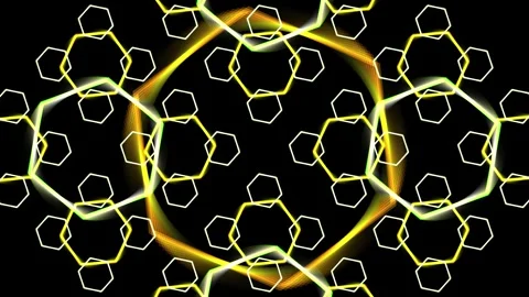 Abstract Hexagonal Pattern with Glowing Yellow Green Lines Vídeo Stock 334959558
