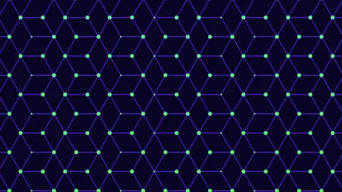 Abstract hexagonal pattern with purple and black cubes Video stock 281904611