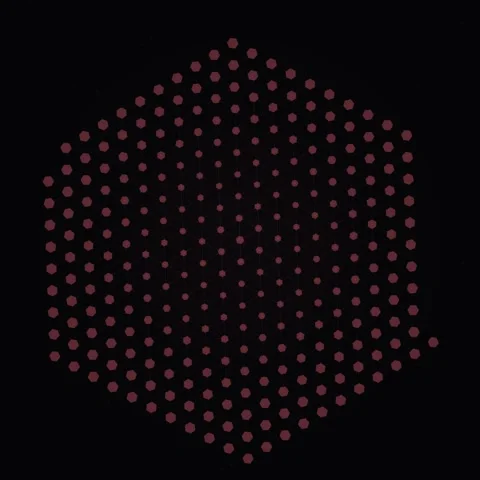 Abstract Hexagonal Pattern of Red Dots on Black Background, Geometric Halft.. Stock Footage 347809691