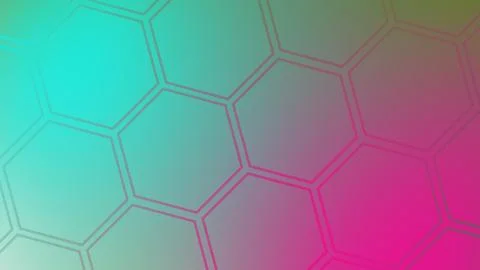 Abstract hexagonal pattern with a smooth gradient transition from teal to m.. Stock Illustration