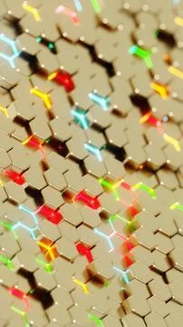 Abstract Hexagonal Pattern with Vibrant Colors on a Beige Background.. イラスト素材