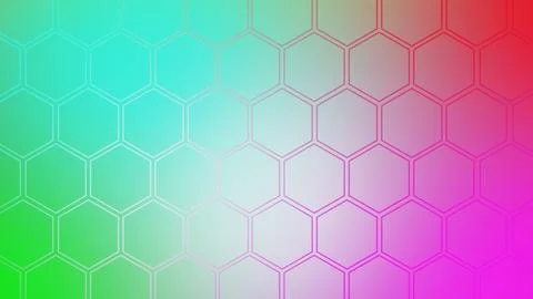 Abstract hexagonal pattern with a vibrant gradient of teal green to magenta イラスト素材