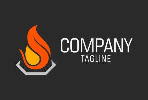 Abstract Hexagonal Red Flame Fire Logo Design	 Stock Illustration