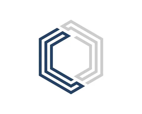 Abstract hexagonal shape with blue and silver color Stock Illustration