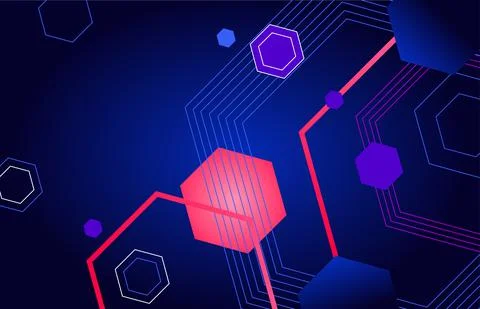 Abstract hexagonal shape blue,purple,pink . 스톡 일러스트