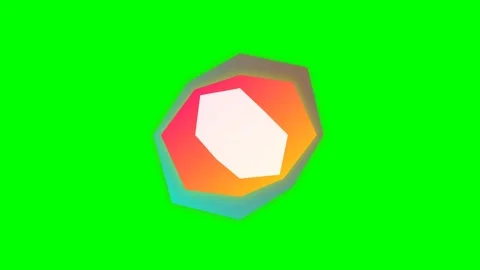 Abstract hexagonal shape with vibrant gradient colors on a green background Stock Footage 341823975