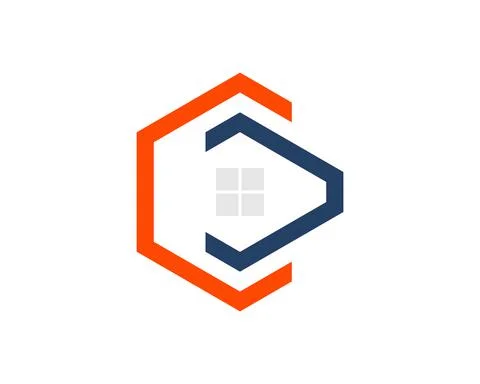 Abstract hexagonal shape with window house inside Stock Illustration