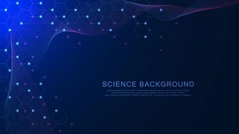 Abstract hexagonal shapes with particle background. 스톡 일러스트