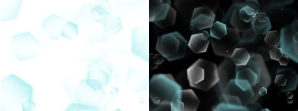 Abstract hexagonal shapes with soft focus and bokeh effect on transparent Stock-Illustration