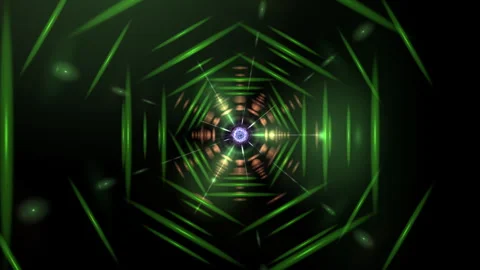 Abstract Hexagonal Tunnel Glowing Light Motion Effects Stock-Footage 301294688