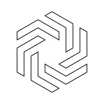 Abstract hexagonal vane design element Stock Illustration